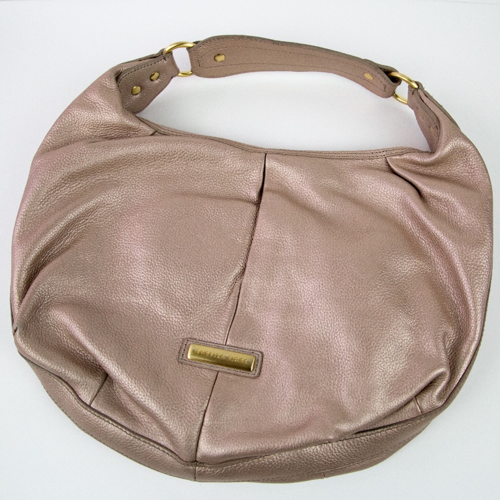 Isabella Fiore Pewter Gold Studded Hobo Handbag - Picture 2 of 6